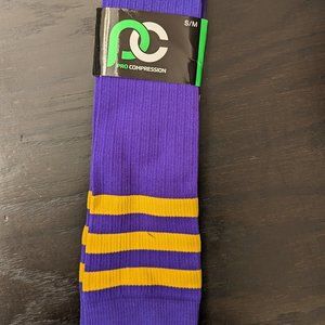 ProCompression Marathon Knee-High Socks - Purple Yellow Stripe S/M